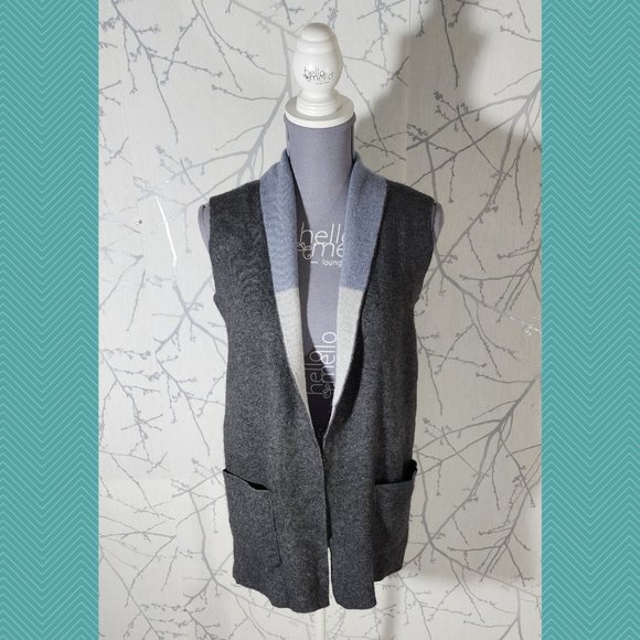 Benedetta B. Gray Merino Wool Blend Sleeveless Cardigan - Picture 1 of 5